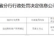 蘇州市民卡有限公司被罰3萬元：違反特約商戶管理規(guī)定